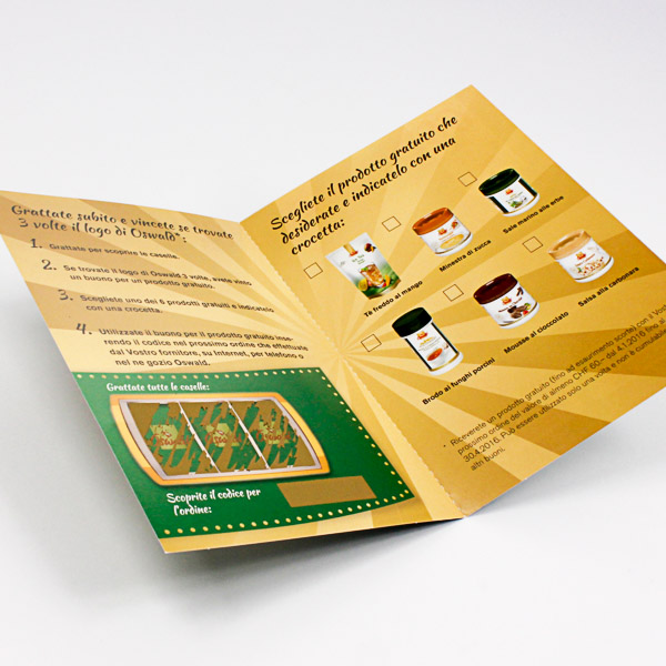4-seiter Rubbelkarte mit goldener Rubbelfarbe