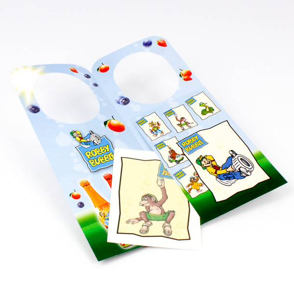 Flaschenanhänger mit kleiner Tasche für Sticker