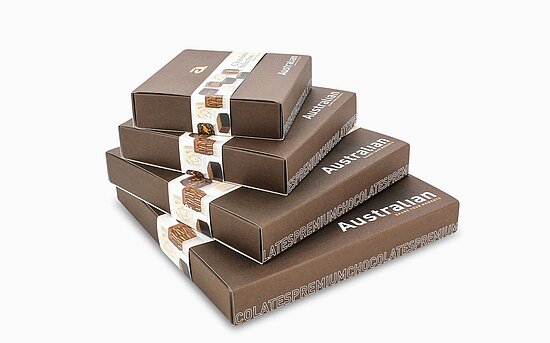 Hochwertige Schokoladenverpackung mit Banderole