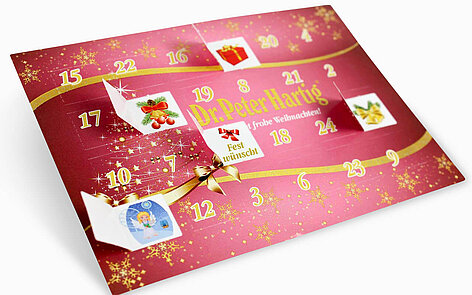 DIN A6 Postkarte mit Türchen + Glitterlack