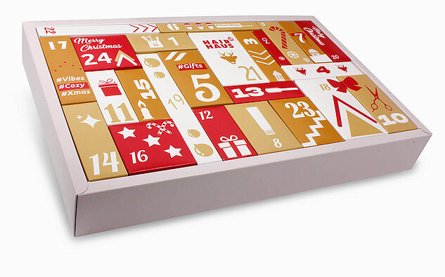 Adventskalender mit 24 Faltschachteln