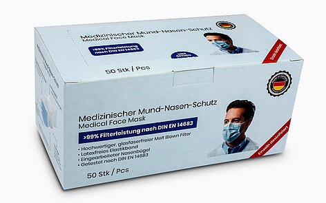 Bedruckte Schachtel für 50er Masken