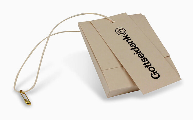 Knopftüte mit Hangtag