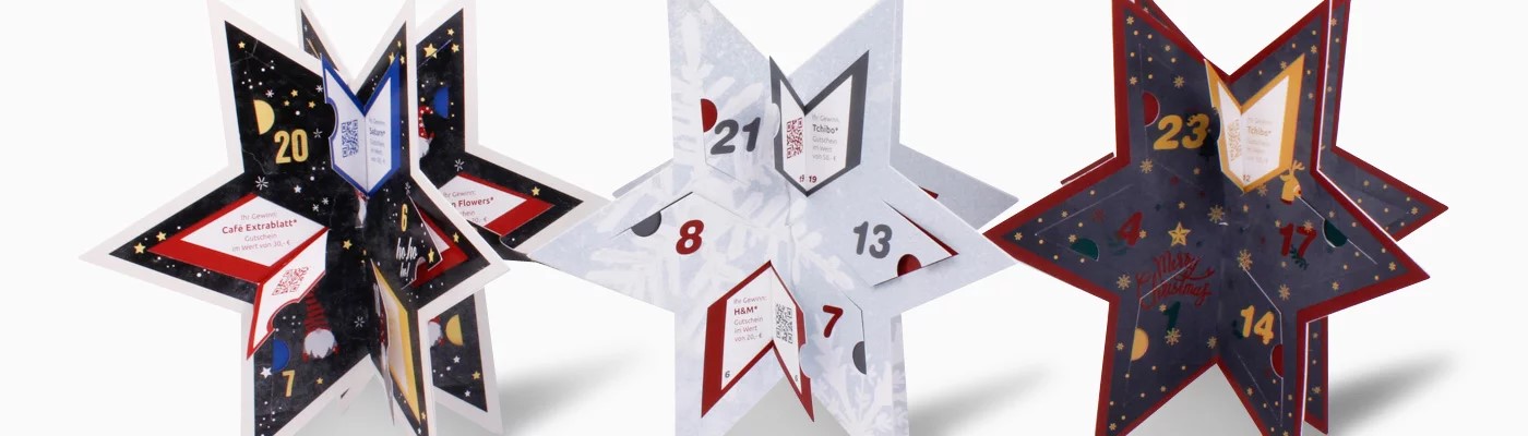 Stern Adventskalender mit Coupon Türchen