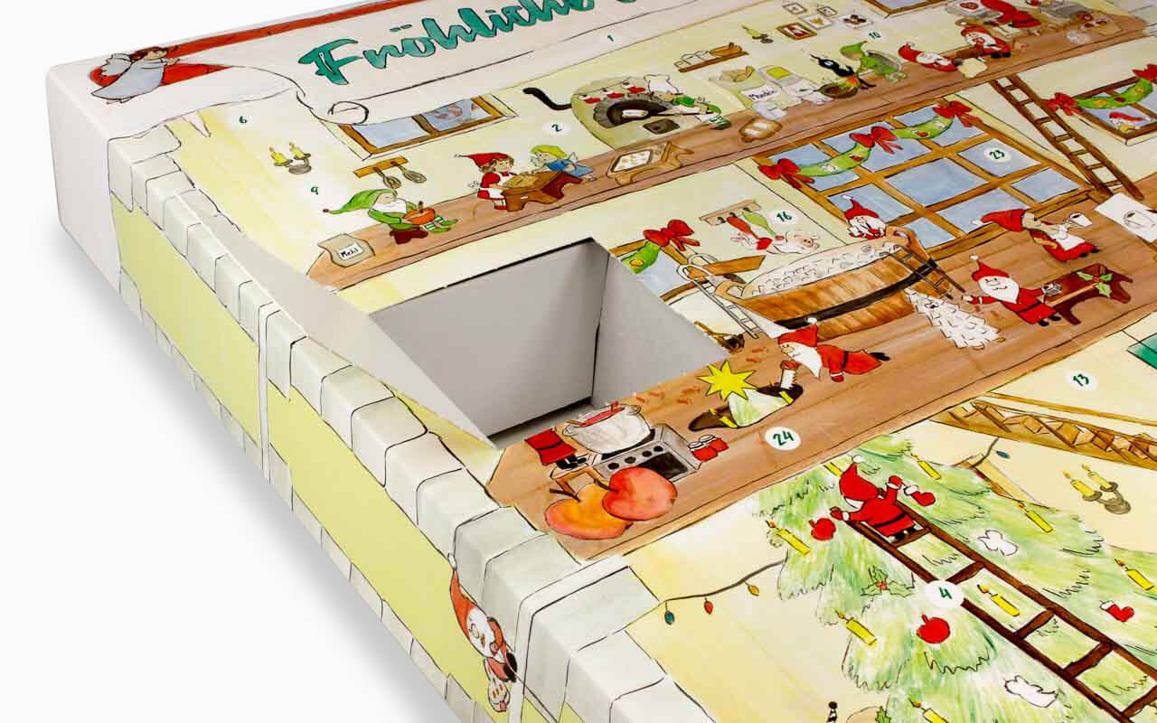 Adventskalender mit Kartongefache
