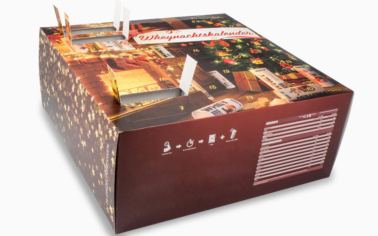 Bedruckter Adventskalender mit 24 Fächern