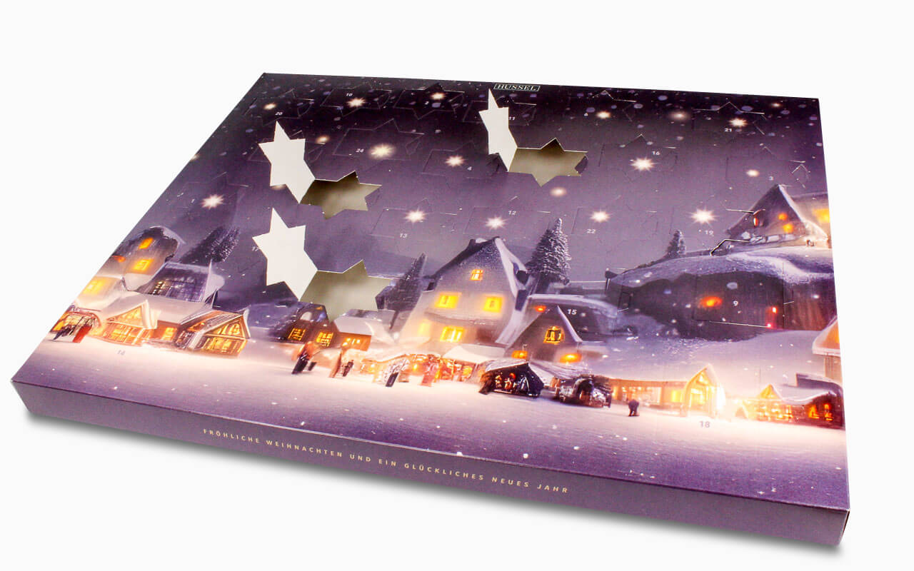 Adventskalender mit Türchen in Sternform