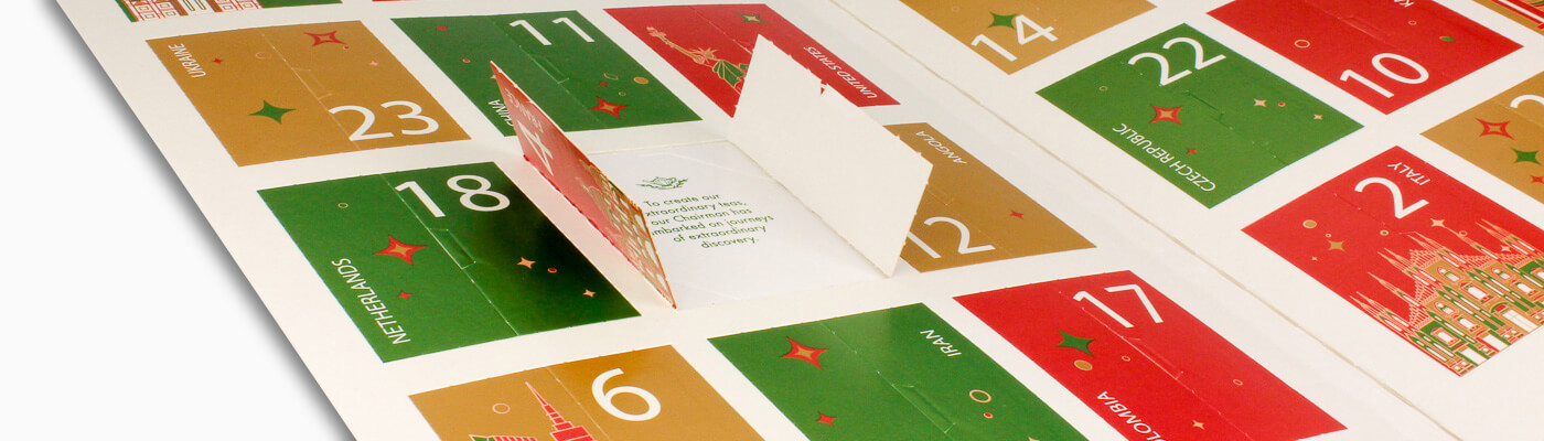 Flacher Adventskalender für flache Produkte