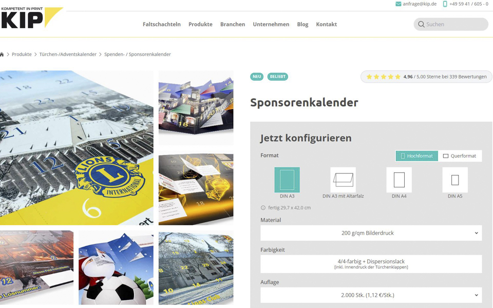 Onlineshop für flachliegende Adventskalender