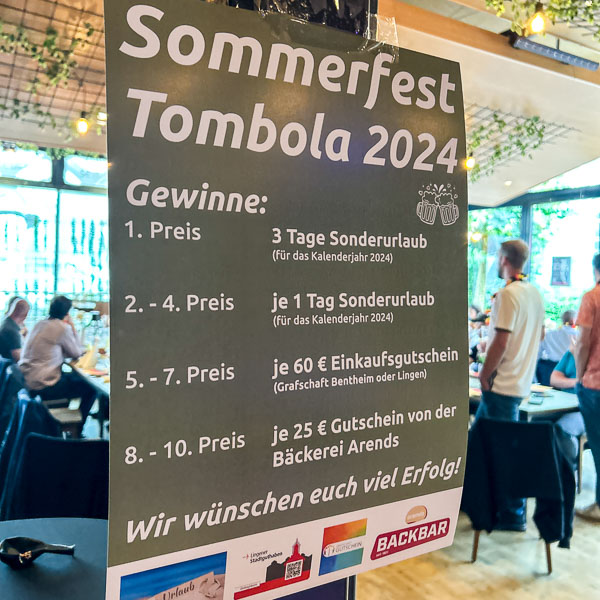 Plakat mit den Gewinnen Plakat mit den Gewinnen